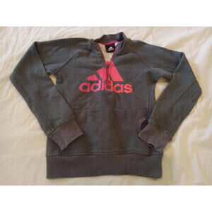 Adidas Boy's Size Medium 10-12 Gray Long Sleeve 1/4 Zip Sweatshirt Thumbhole